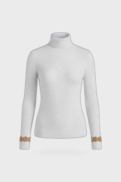 Women's Fitted Turtleneck Sweater | Ribbed — Cream — product view