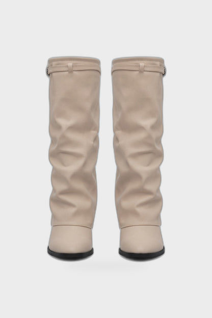 Women's Fold-Over Boots | Knee-High — Cream — product view