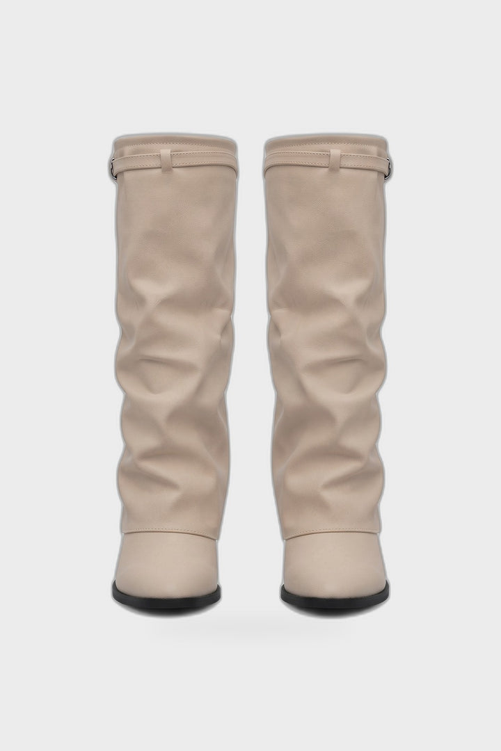 Women's Fold-Over Boots | Knee-High — Cream — product view