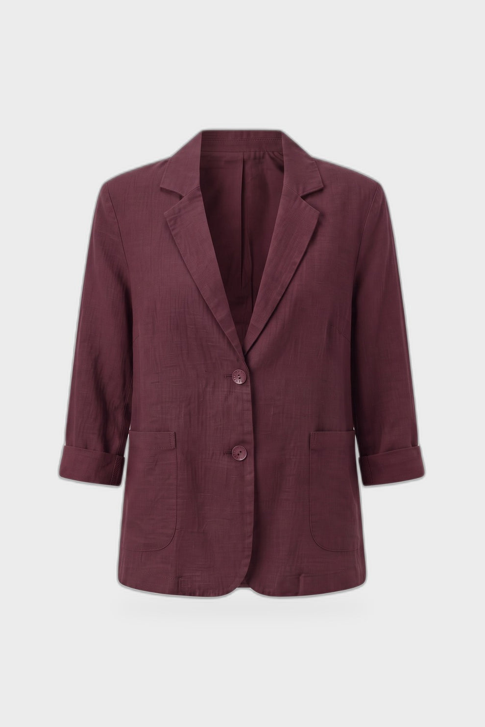 Women's Notched Lapel Blazer | Curved Hem — Dark Red — product view