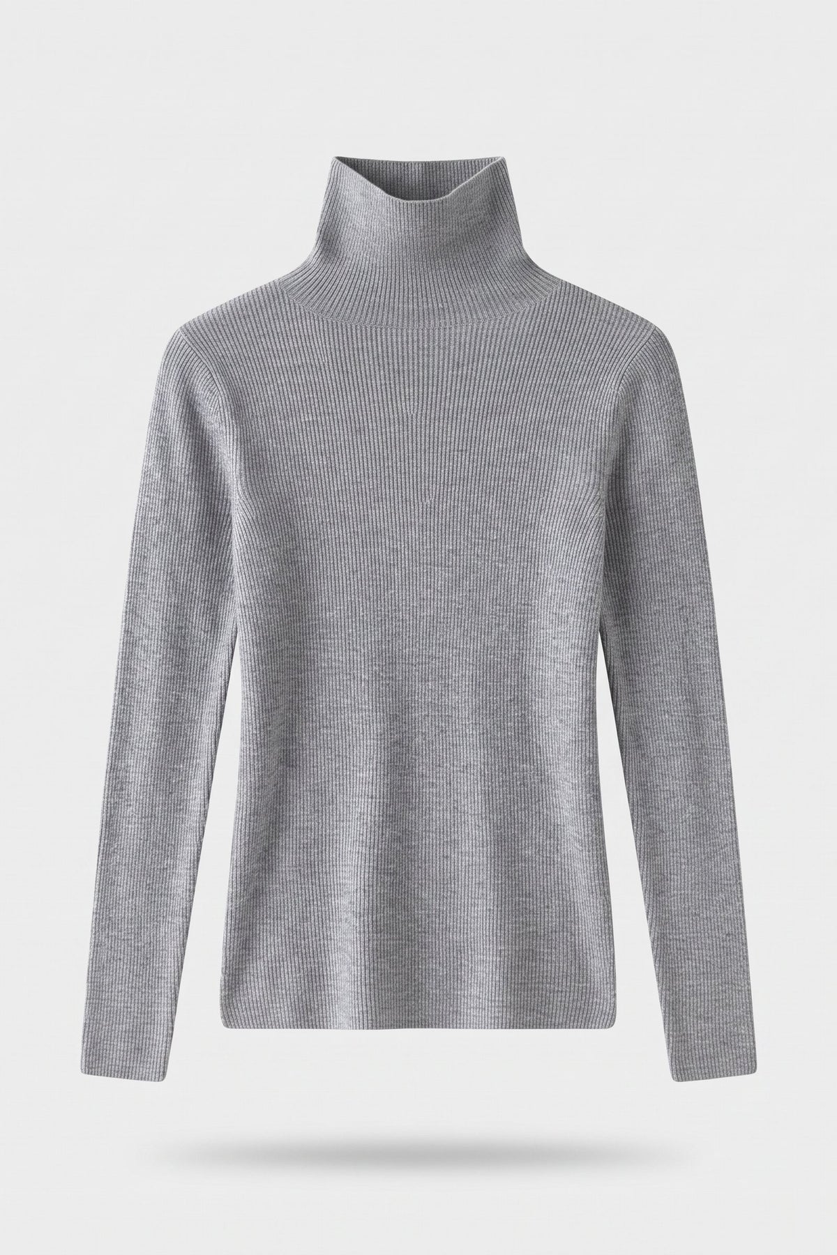 Women's Fitted Turtleneck Sweater | Ribbed — Gray — packshot