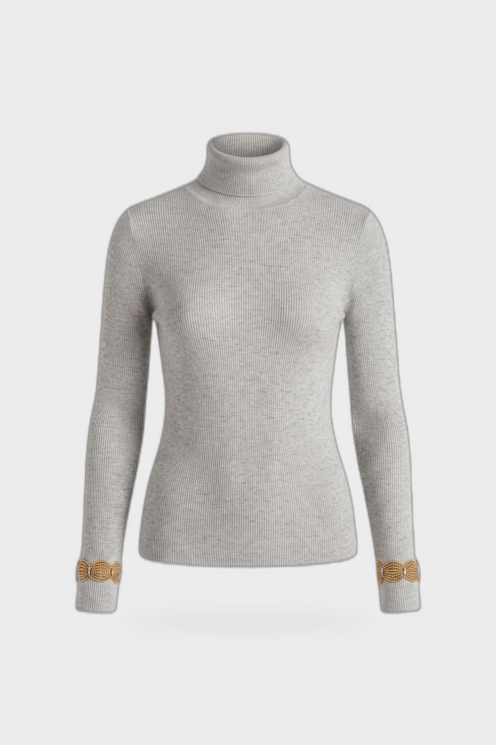 Women's Fitted Turtleneck Sweater | Ribbed — Gray — product view