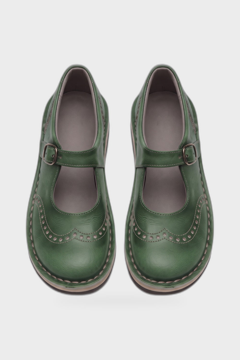 Women's Vintage Mary Jane Shoes | Brogue — Green — product view