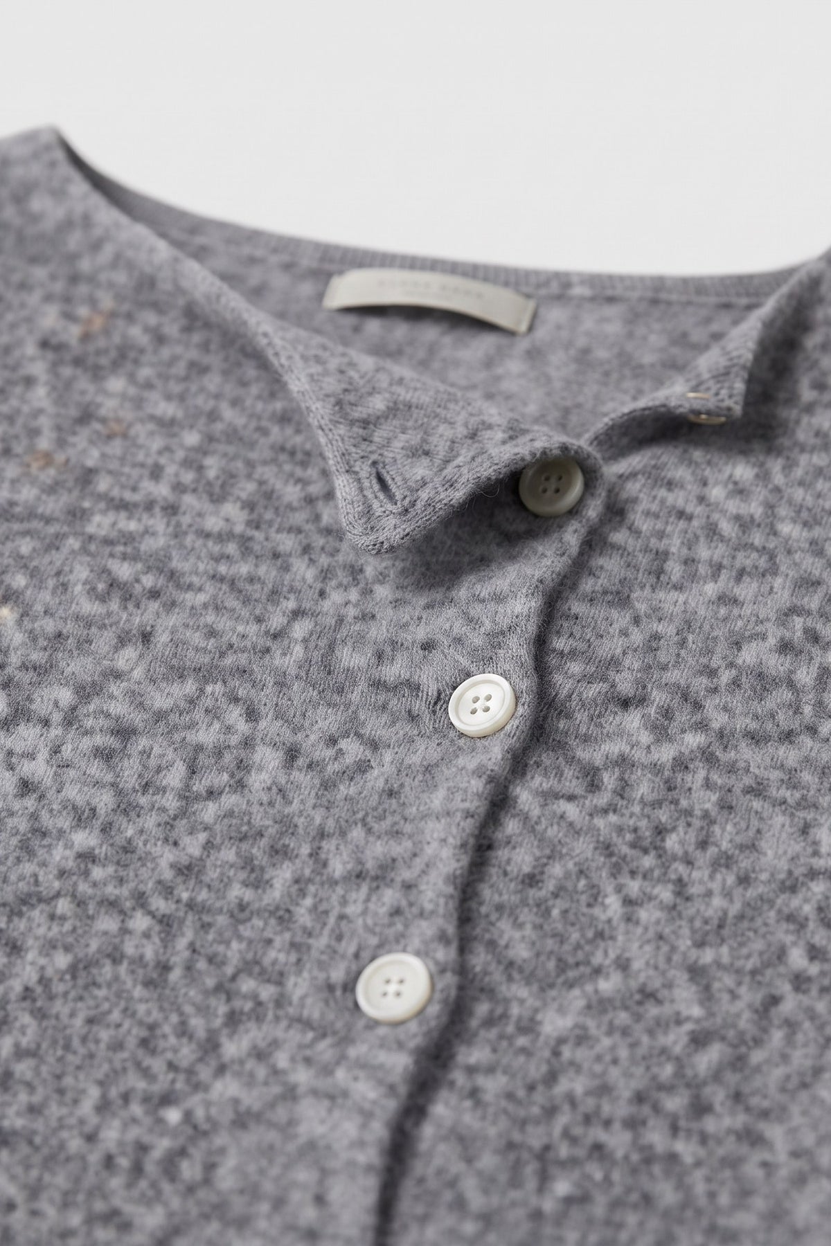 Women's Cardigan Sweaters | Button Front — Grey — detail — on model