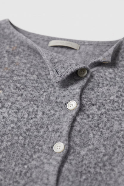 Women's Cardigan Sweaters | Button Front — Grey — detail — on model