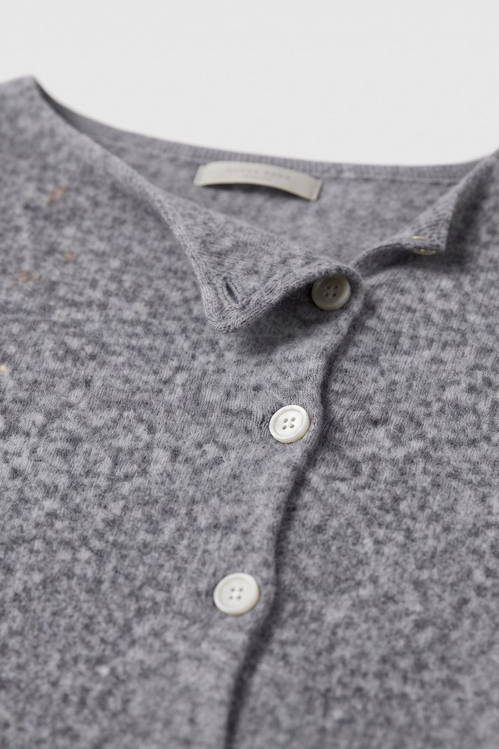 Women's Cardigan Sweaters | Button Front — Grey — detail — on model