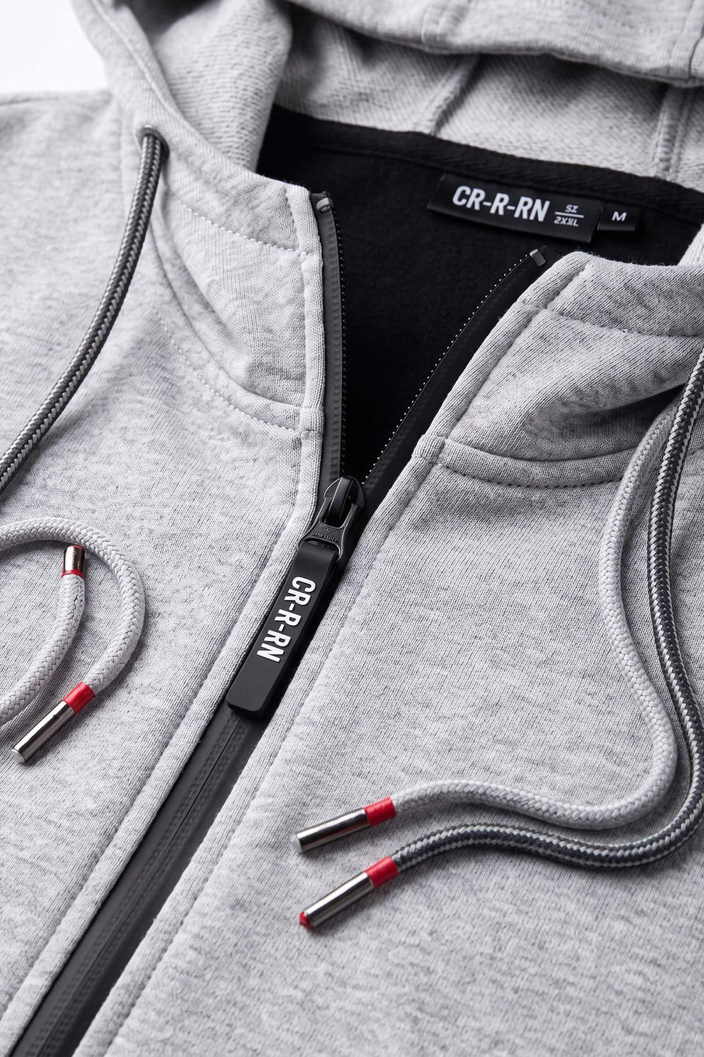 Men's Zip-Up Tracksuit Set | Striped Trim — Grey — detail — on model