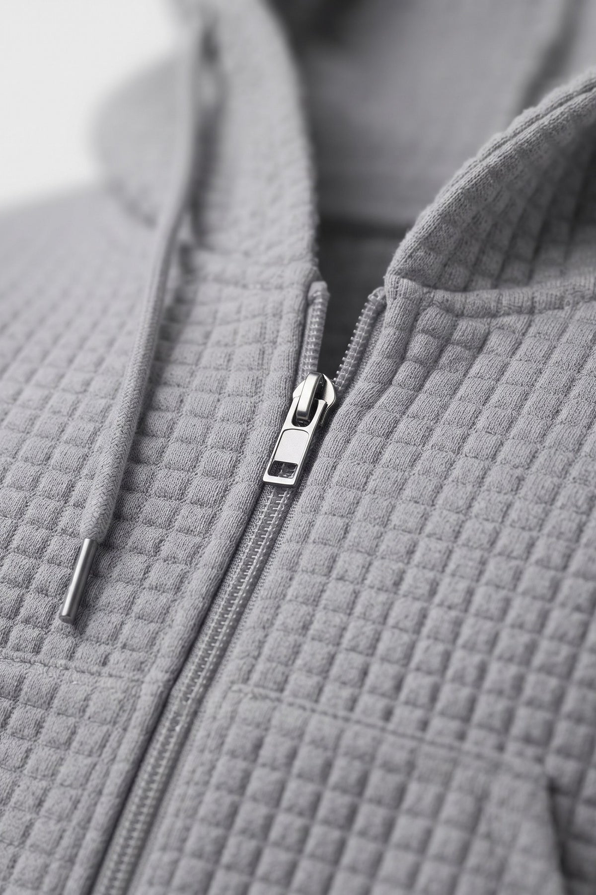 Women's Zip-Up Jacket | Hooded — Grey — detail — on model
