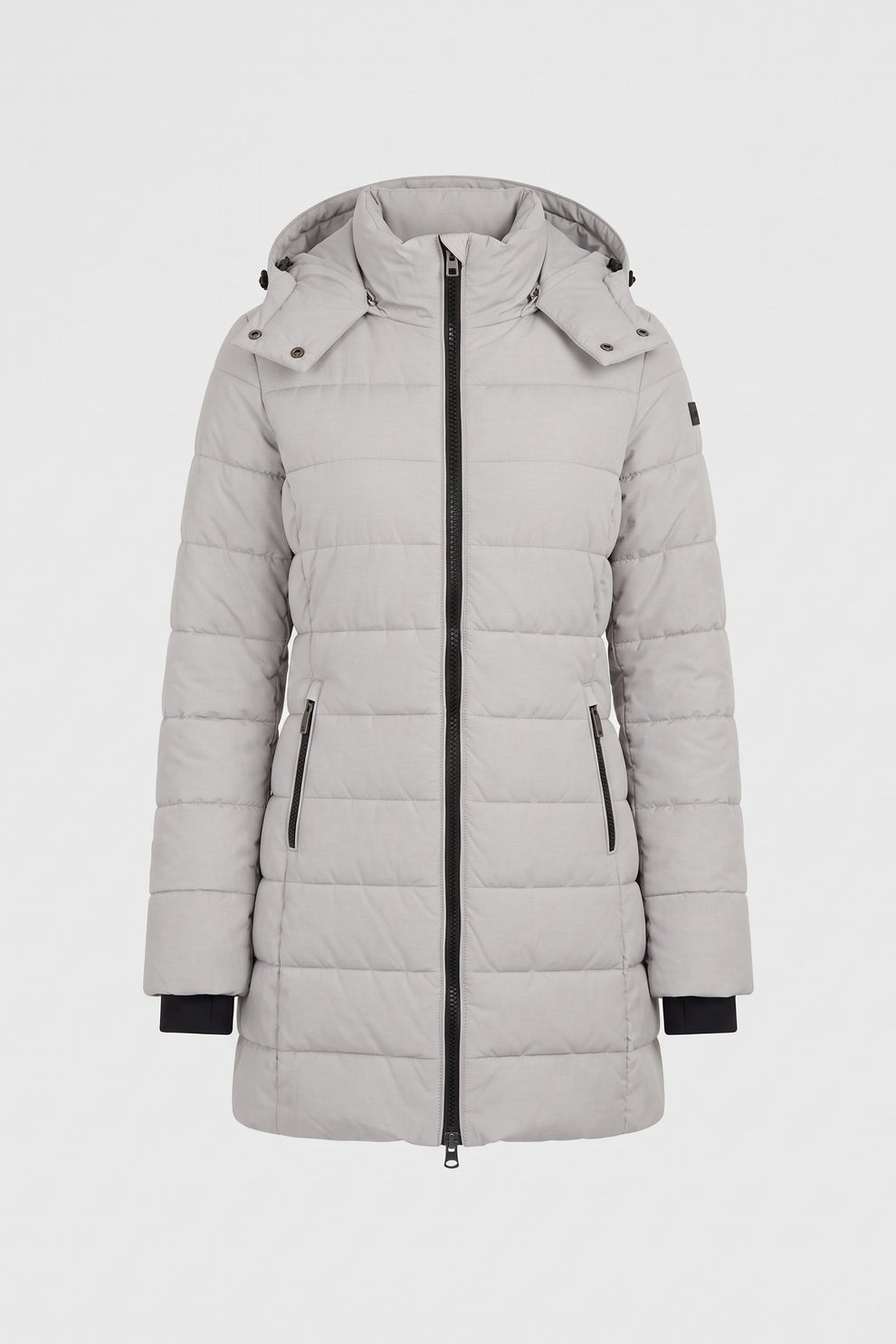 Women's Longline Puffer Coat | Hooded — Grey — packshot