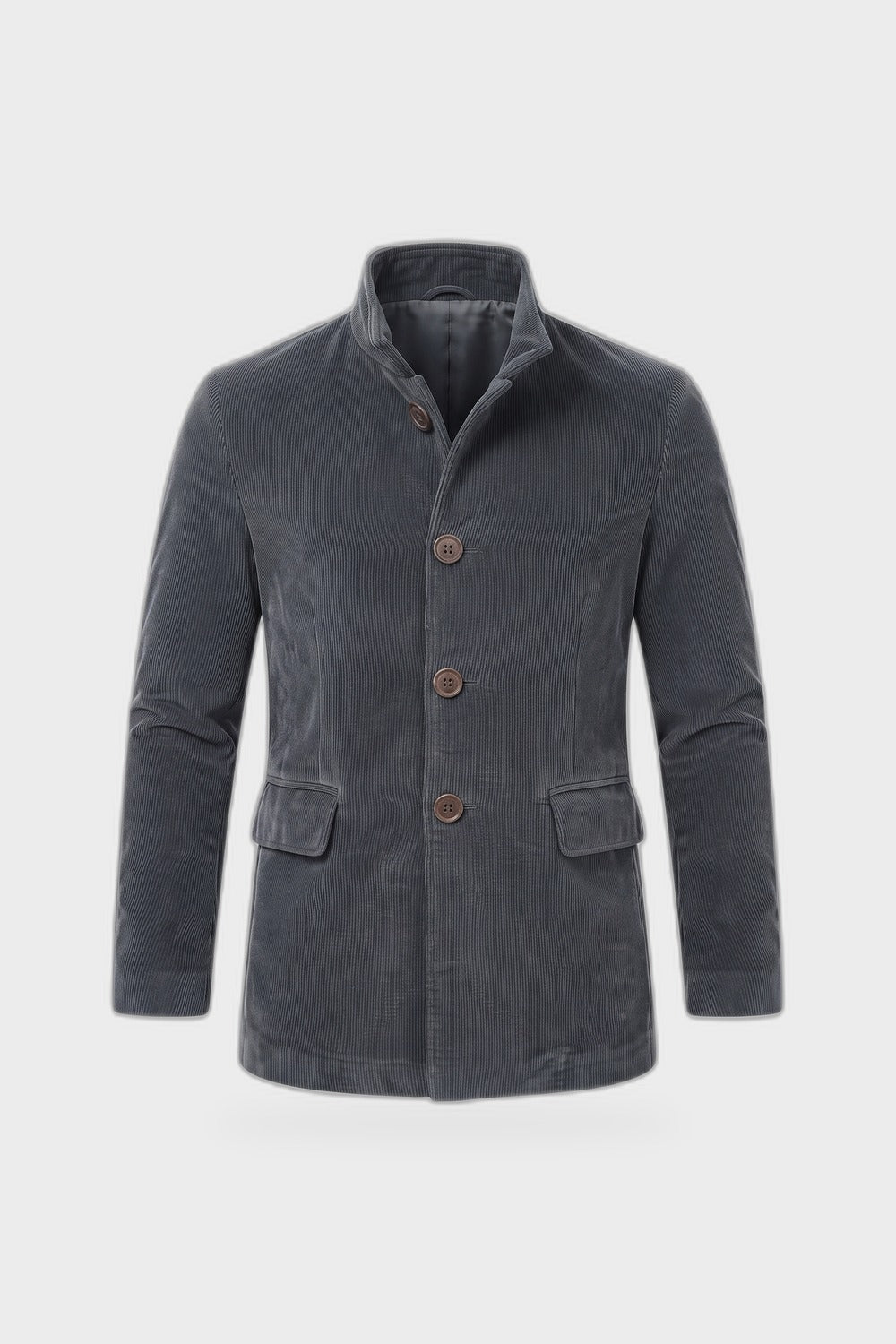 Men's Stand Collar Jacket | Button Front — Grey — product view