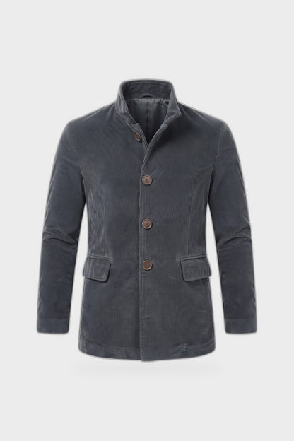 Men's Stand Collar Jacket | Button Front — Grey — product view