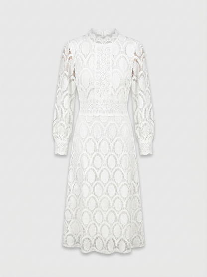 Lace Dress for Women with Stand Collar and Long Sleeves