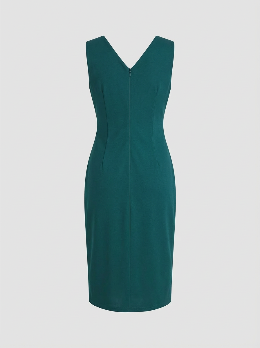 V-Neck Fitted Dress for Women with Slit