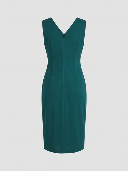 V-Neck Fitted Dress for Women with Slit