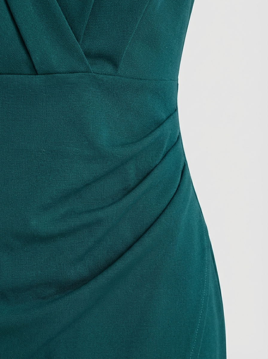 V-Neck Fitted Dress for Women with Slit