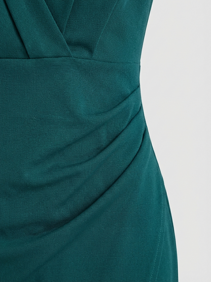 V-Neck Fitted Dress for Women with Slit