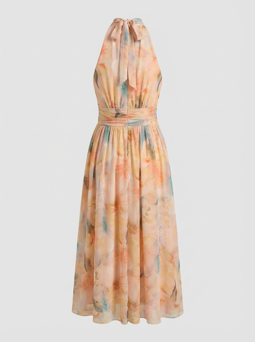 Floral Halter Neck Maxi Dress for Women
