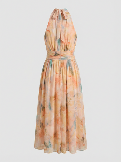 Floral Halter Neck Maxi Dress for Women