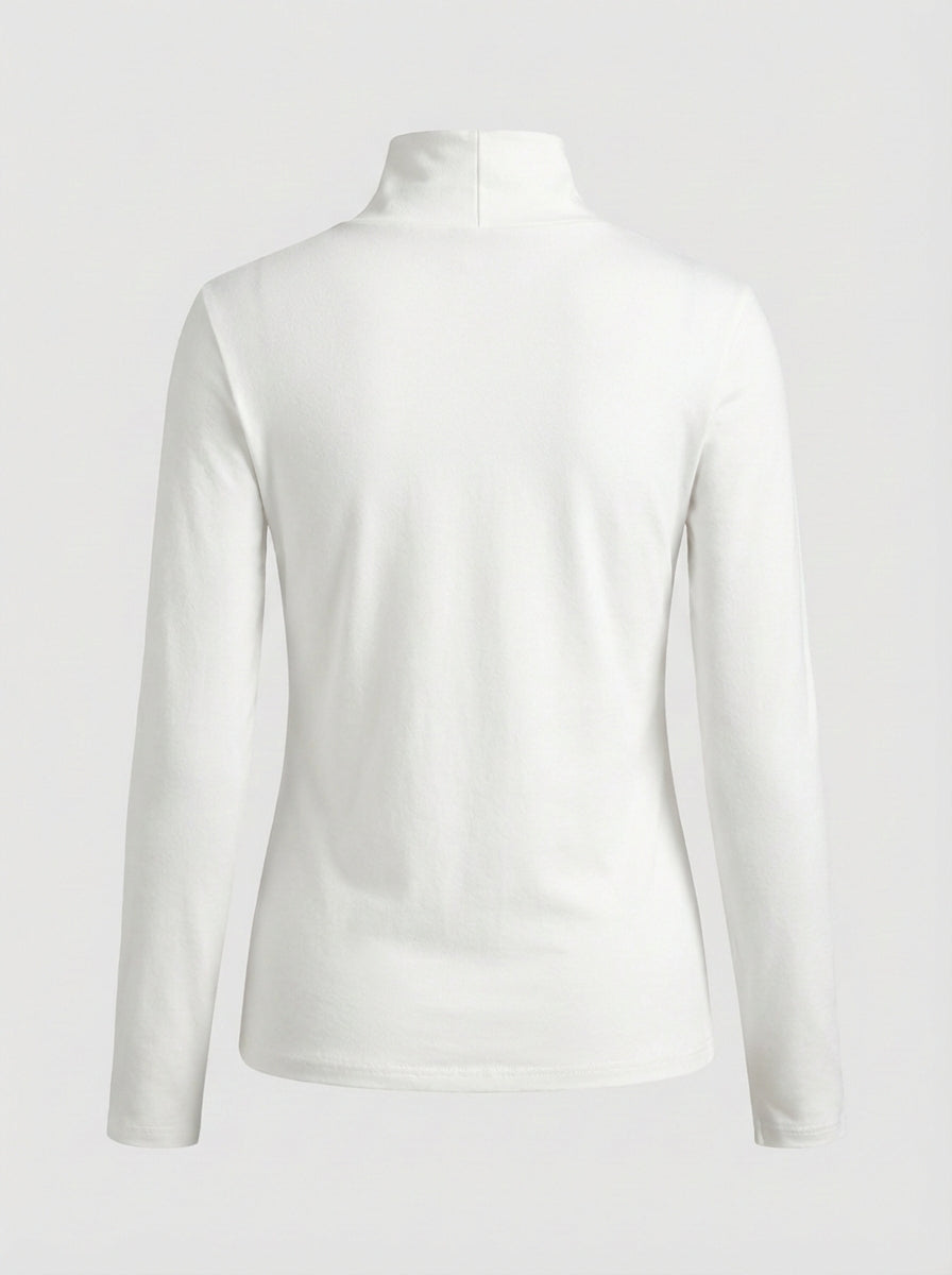 Women's Long Sleeve V-neck Top with Stand-up Collar