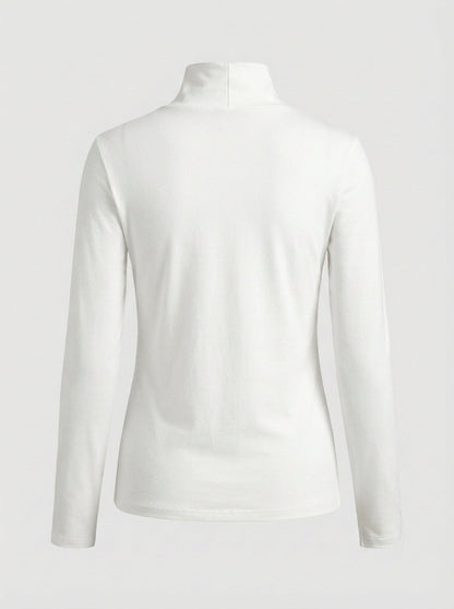 Women's Long Sleeve V-neck Top with Stand-up Collar