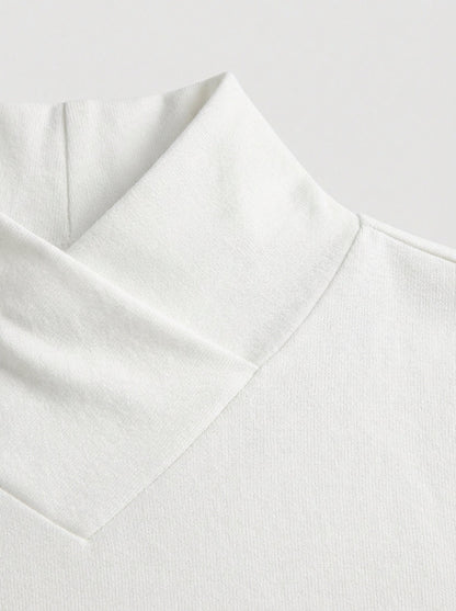 Women's Long Sleeve V-neck Top with Stand-up Collar