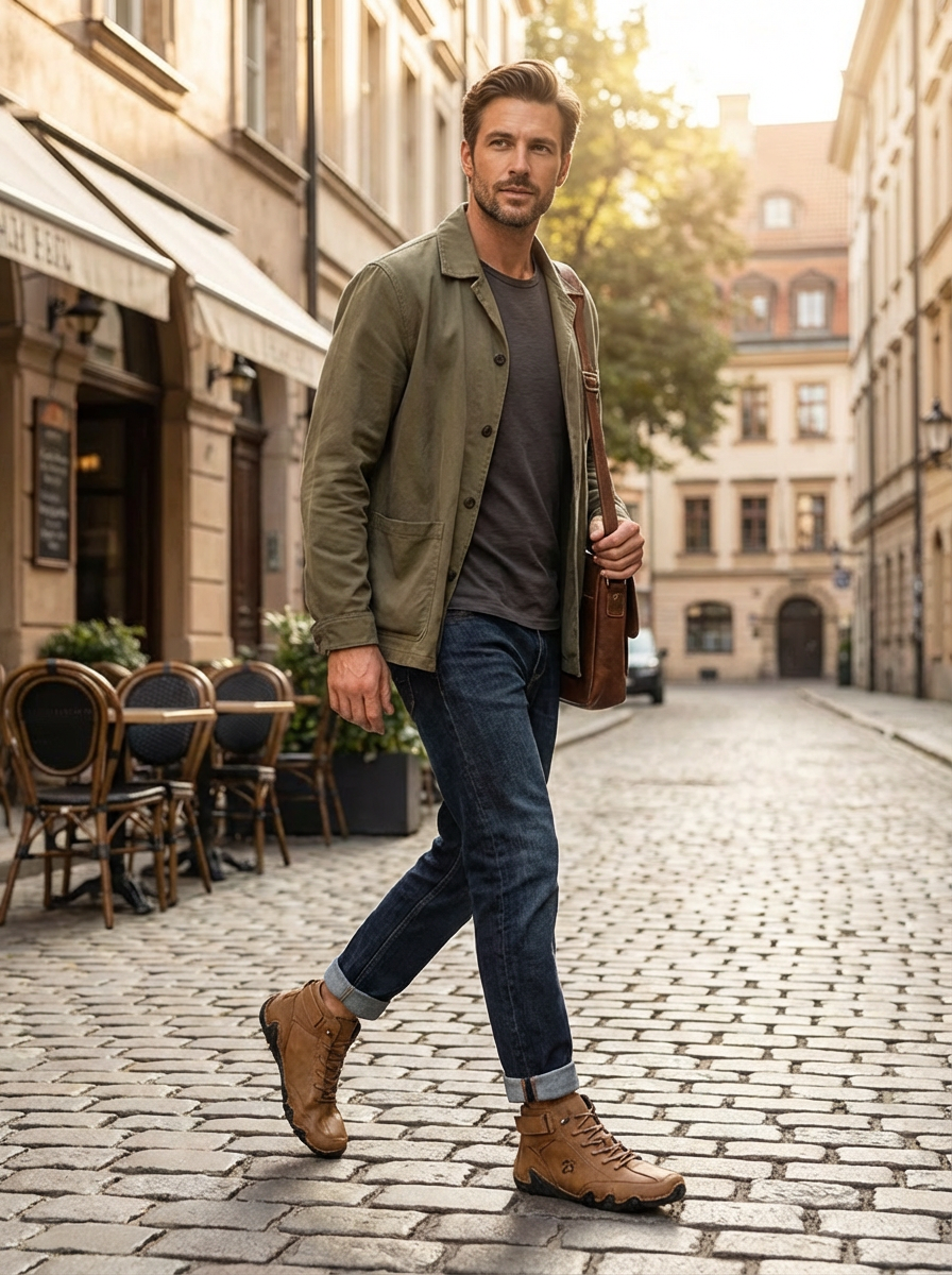 Men's Laced Sneakers with Profile Sole
