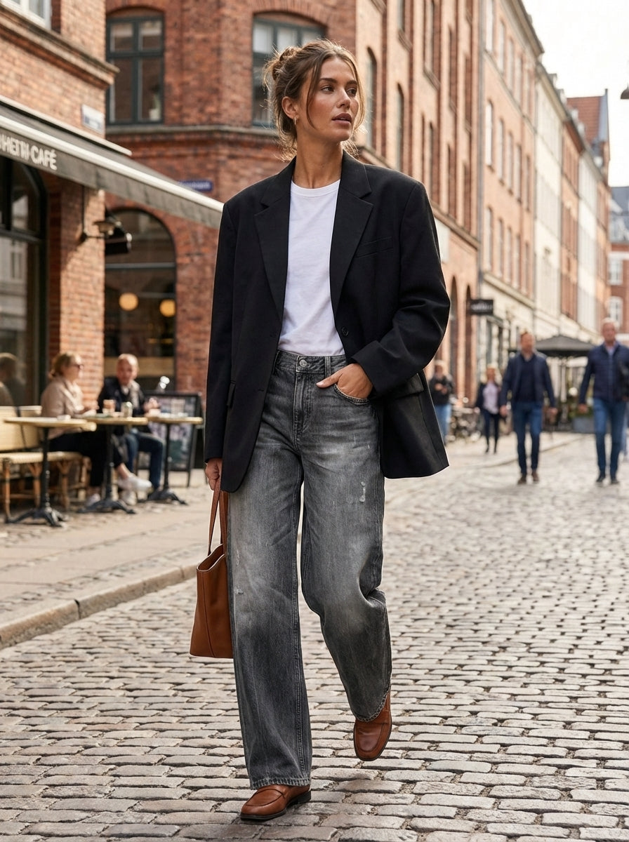 Women's Used Look Wide Leg Jeans