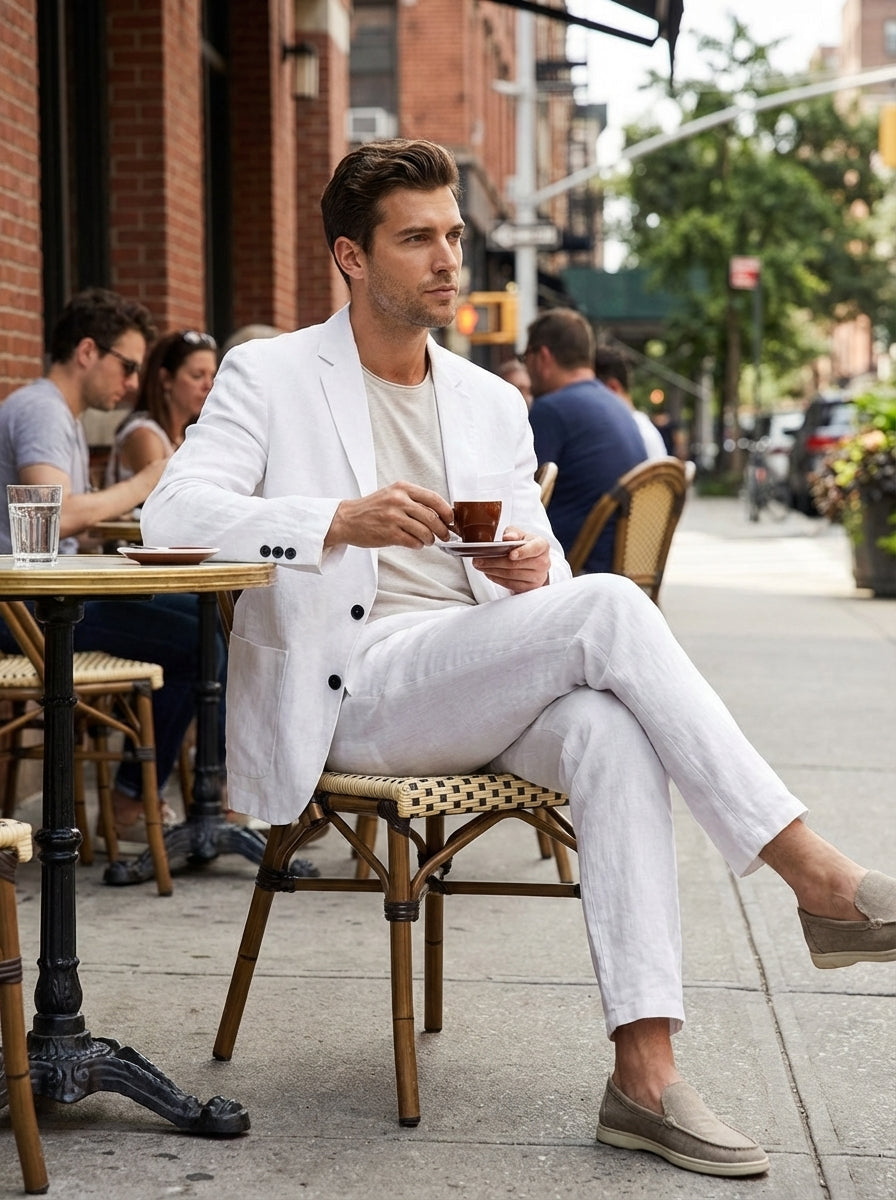 Men's Linen Suit with Jacket & Trousers