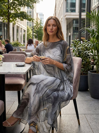 Printed Short Sleeve Maxi Dress for Women