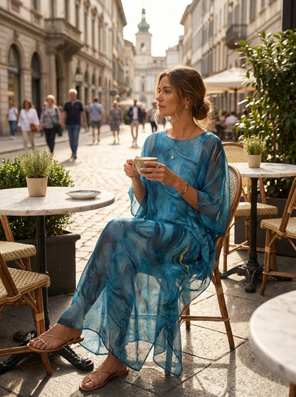 Printed Short Sleeve Maxi Dress for Women