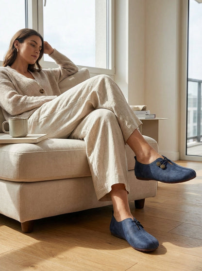 Women's Cut-Out Ballerinas with Button Detail