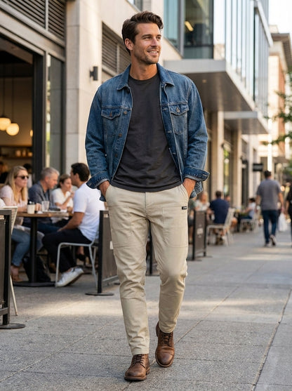 Men's Slim Fit Trousers with Pockets