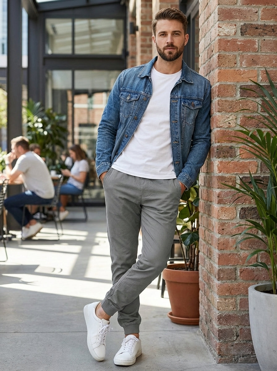 Men's Slim Fit Trousers with Pockets