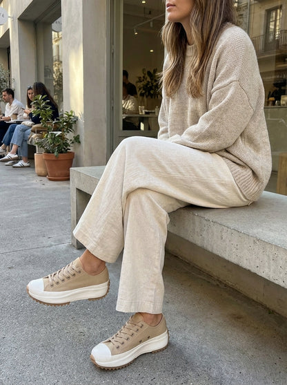 Women's Laced Low Top Sneakers with Rubber Cap