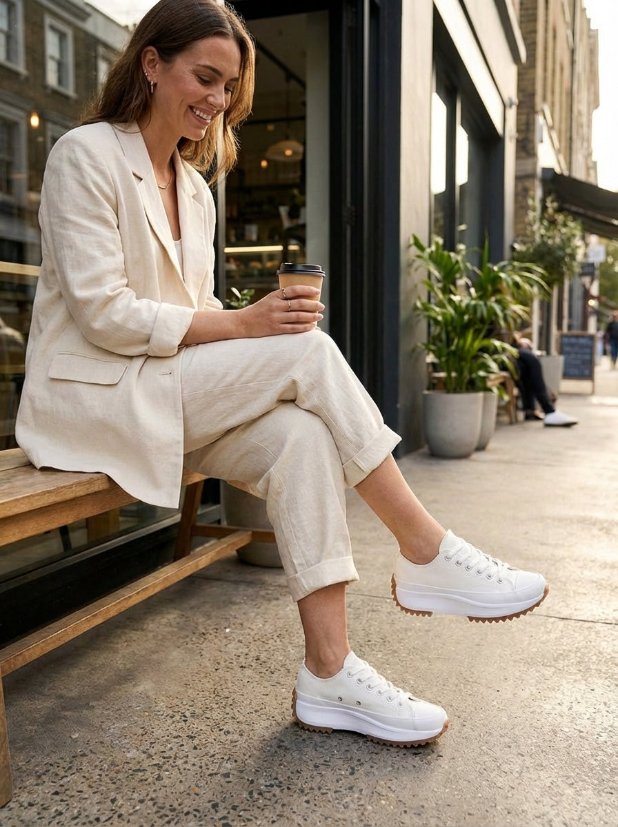 Women's Laced Low Top Sneakers with Rubber Cap