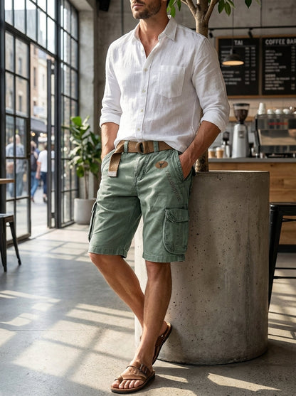 Men's Cargo Shorts with Pockets & Belt