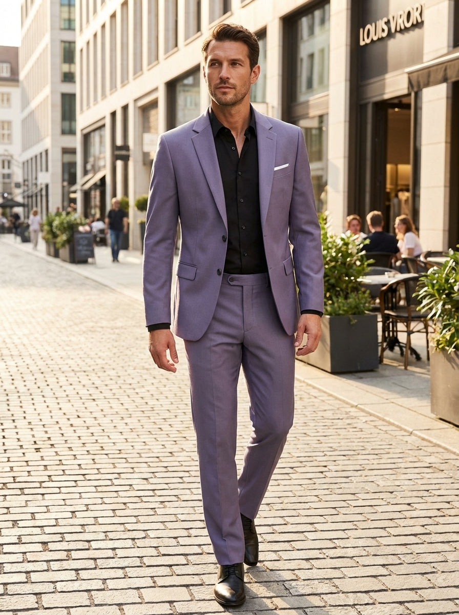 Men's Slim Fit Two-Piece Suit with Notched Lapels
