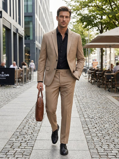Men's Slim Fit Two-Piece Suit with Notched Lapels