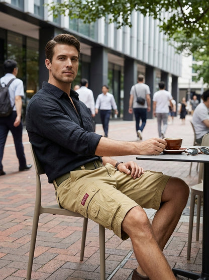 Men's Cargo Shorts with Pockets & Belt