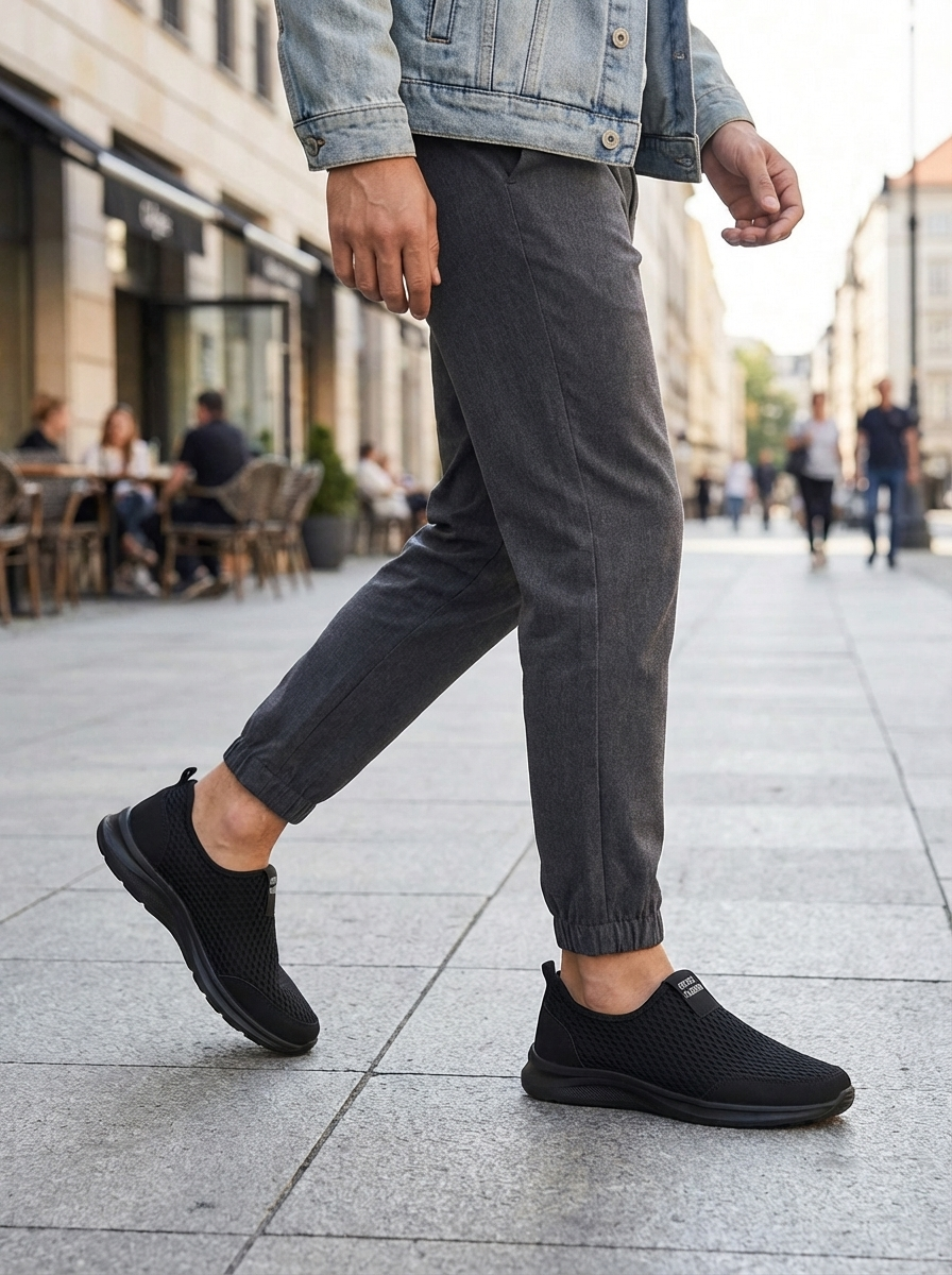 Men's Mesh Slip-On Sneakers with Profile Sole