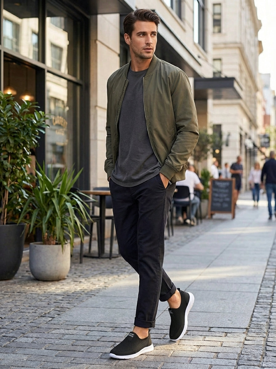 Men's Mesh Slip-On Sneakers with Profile Sole