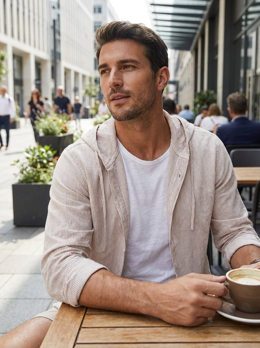 Men's Hooded Striped Shirt