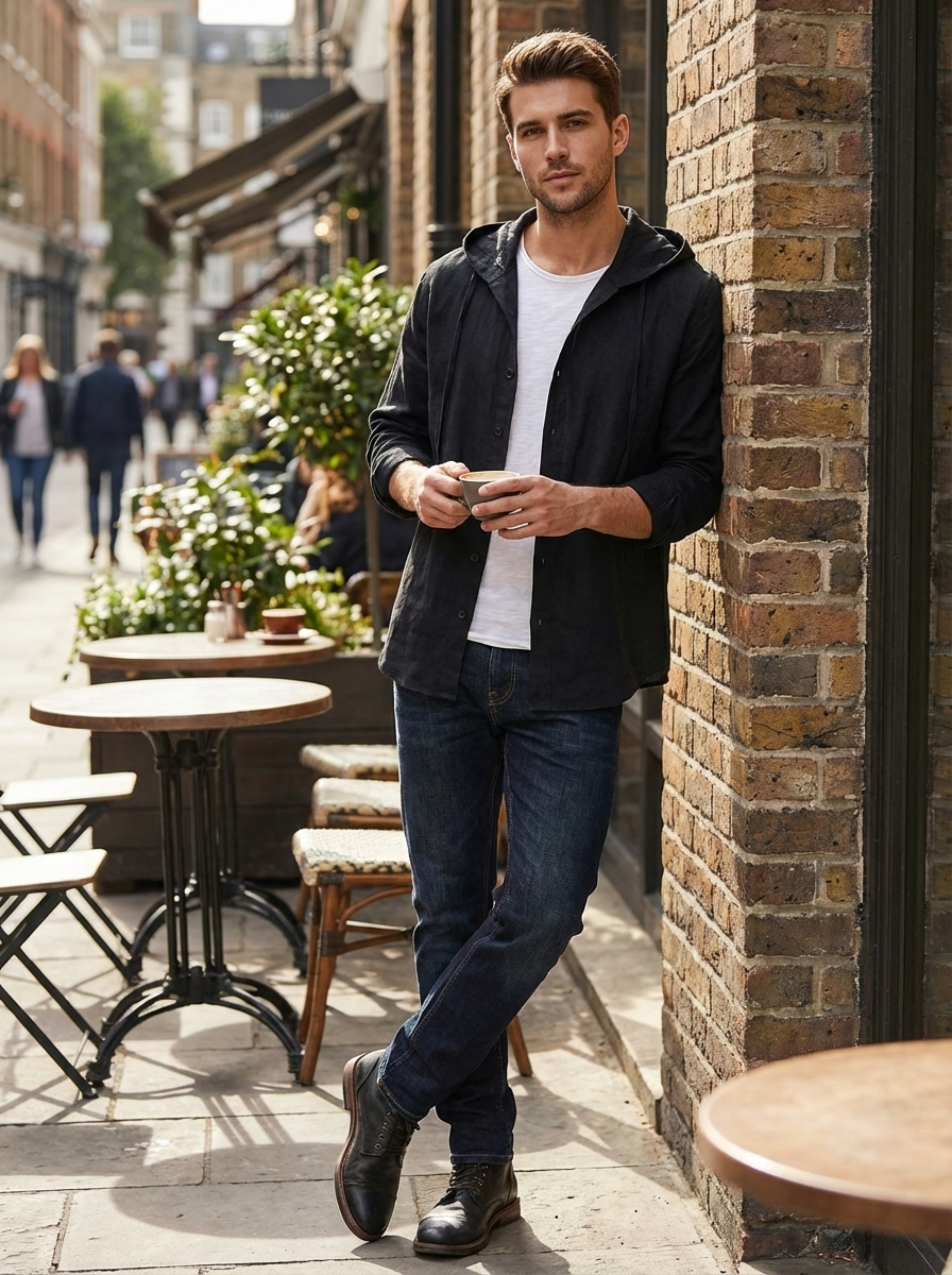 Men's Hooded Striped Shirt