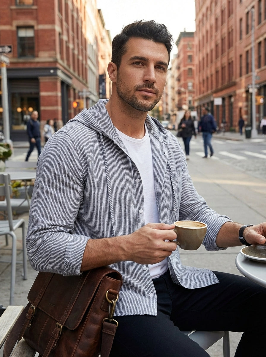 Men's Hooded Striped Shirt