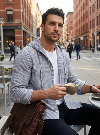 Men's Hooded Striped Shirt