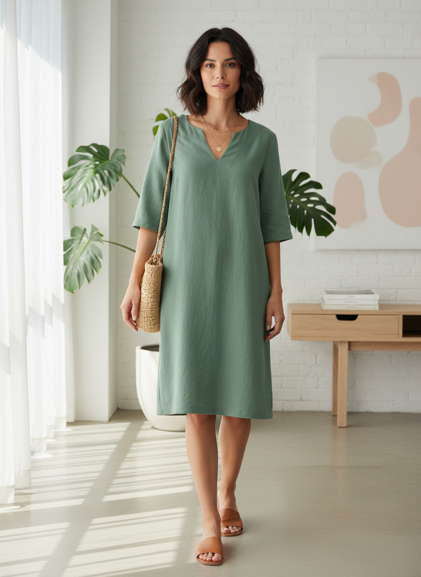 Women's V-Neck Short Sleeve Dress