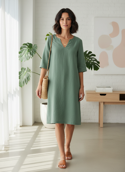 Women's V-Neck Short Sleeve Dress