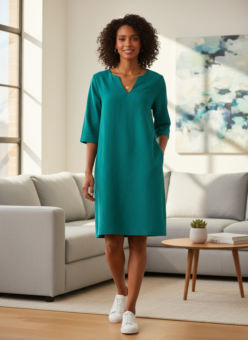Women's V-Neck Short Sleeve Dress