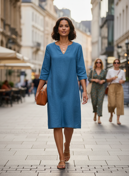 Women's V-Neck Short Sleeve Dress
