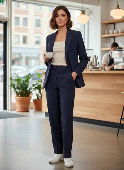Women's Two-Piece Trousersuit with Blazer and Flared Pants